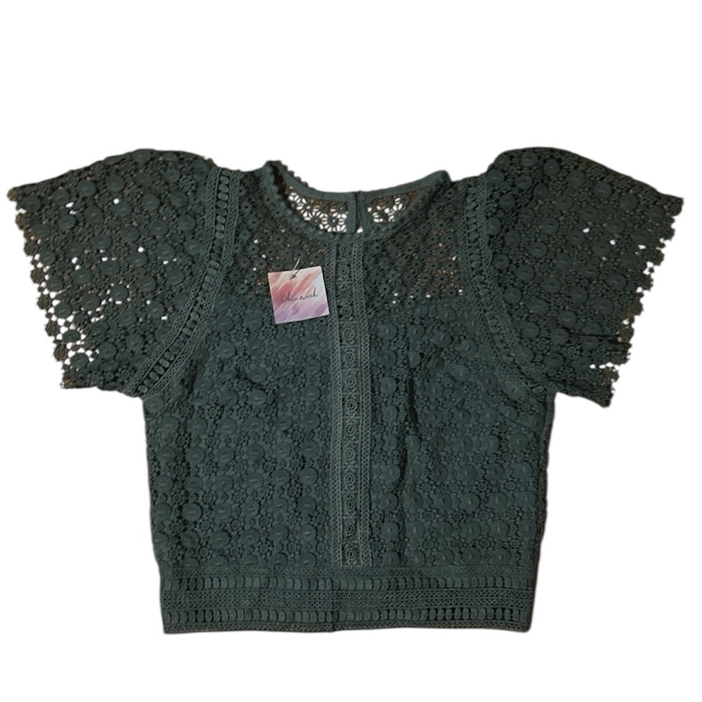 NWT Chicwish The Real Crochet Crop Top in Green | Size S/M
